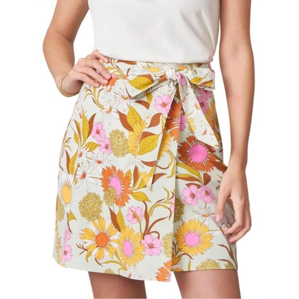 Spartina 449 Floral Tropical Wrap Tie Side Mini Skirt Sz S